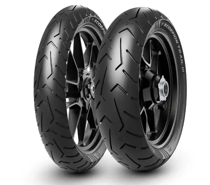 PIRELLI KOMPLET OPON (4255000/24) 110/80R19 SCORPION TRAIL III 59V TL M/C PRZÓD DOT 2024 + (4255600/24) 140/80R17 SCORPION TRAIL III 69V TL M/C TYŁ DOT 2024 + GŁOŚNIK JBL Rabat