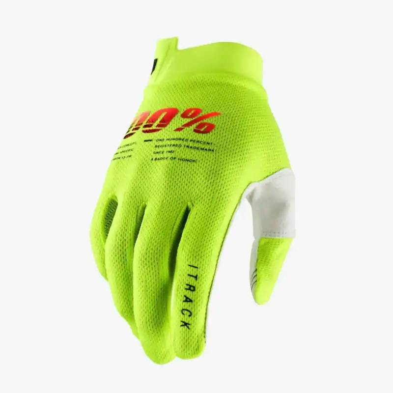 Łatwy zwrot 100 PROCENT RĘKAWICE CROSS/ENDURO ITRACK FLUO YELLOW KOLOR ŻÓŁTY FLUO ROZMIAR XL