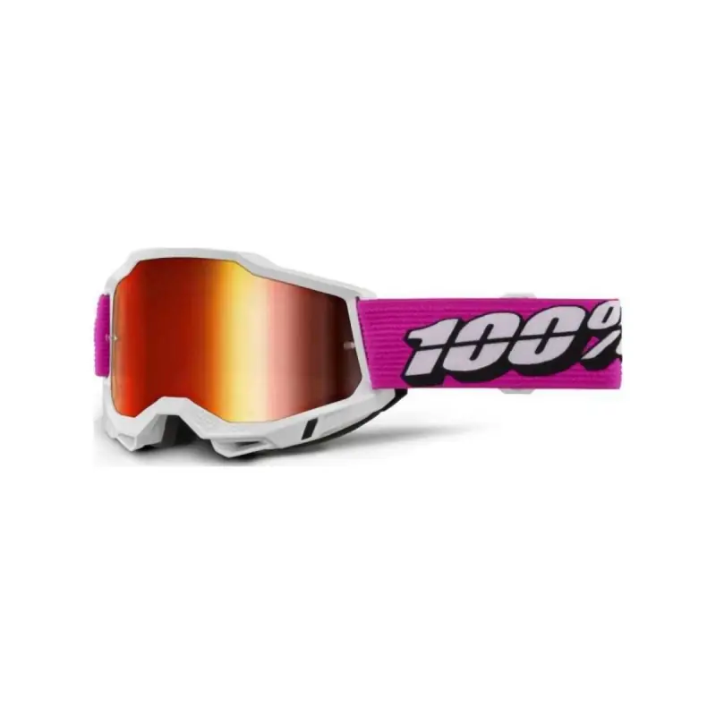 100 PROCENT GOGLE ACCURI 2 ROY - MIRROR RED LENS - KOLOR BIAŁY/RÓŻOWY SZYBKA CZERWONE LUSTRO Łatwy zwrot