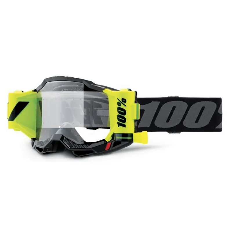 100 PROCENT GOGLE ACCURI 2 FORECAST ROLL-OFF BLACK - KOLOR CZARNY/SZARY/ŻÓŁTY FLUO SZYBKA PRZEŹROCZYSTA Tylko do końca tygodnia