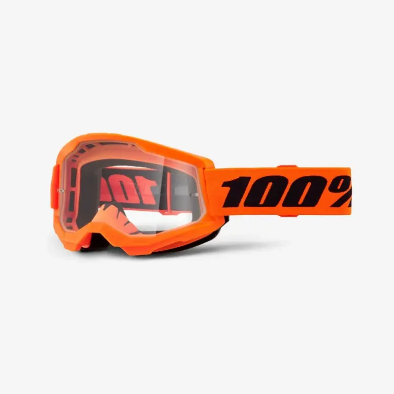 100 PROCENT GOGLE STRATA 2 NEON ORANGE - CLEAR LENS - KOLOR POMARAŃCZOWY FLUO SZYBKA PRZEŹROCZYSTA Wyjątkowa oferta