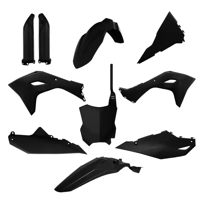 POLISPORT KOMPLET PLASTIKÓW (FULL KIT) KAWASAKI KXF 450 ‘24-‘25 W ZESTAWIE TABLICA PRZEDNIA (8665900003) I OSŁONY AMORTYZARORÓW (8351800002) KOLOR CZARNY Super okazja