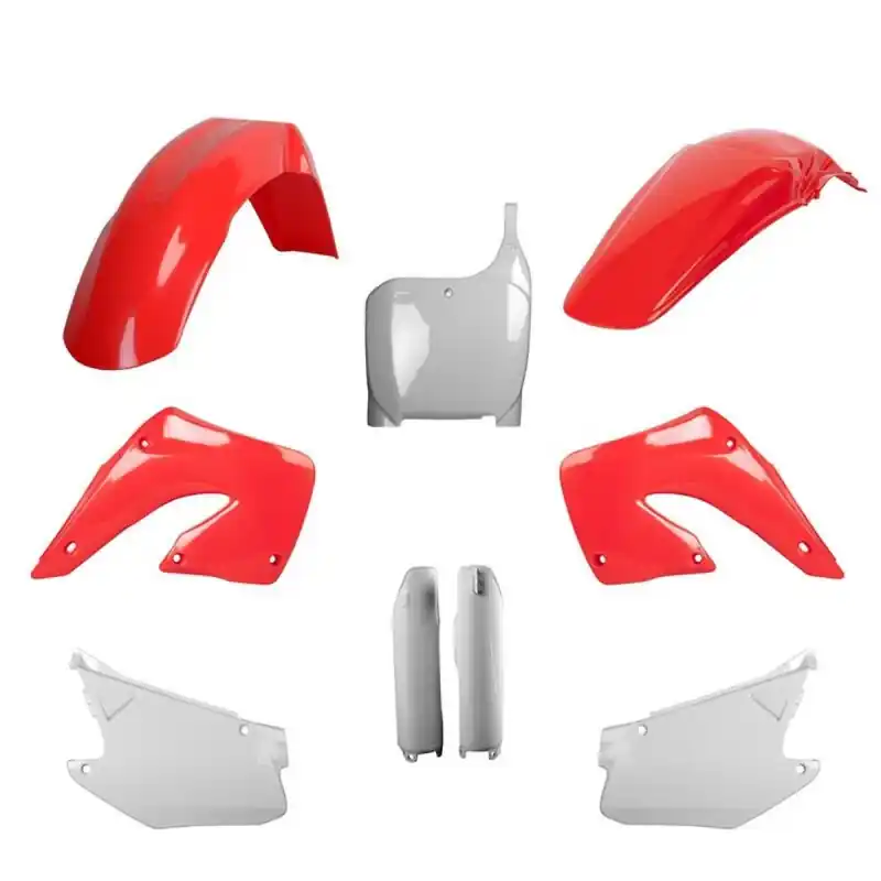 Najlepsza cena POLISPORT KOMPLET PLASTIKÓW (FULL KIT) HONDA CR 125 ‘00-‘01; CR 250 ‘00-‘01 W ZESTAWIE TABLICA PRZEDNIA (8657000001) I OSŁONY AMORTYZARORÓW (8394000001) KOLOR OEM CZERWONO BIAŁY