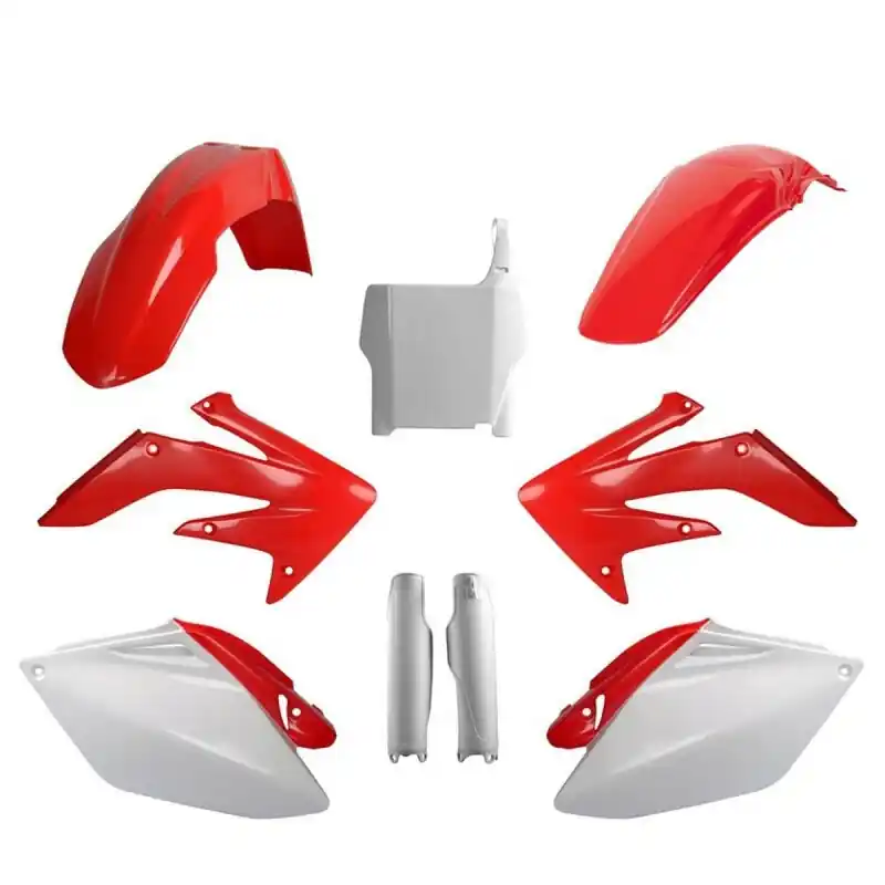 POLISPORT KOMPLET PLASTIKÓW (FULL KIT) HONDA CRF 250R ‘06-‘07 W ZESTAWIE TABLICA PRZEDNIA (8661900001) I OSŁONY AMORTYZARORÓW (8351700001) KOLOR CZERWONO BIAŁY OEM Zamów dziś