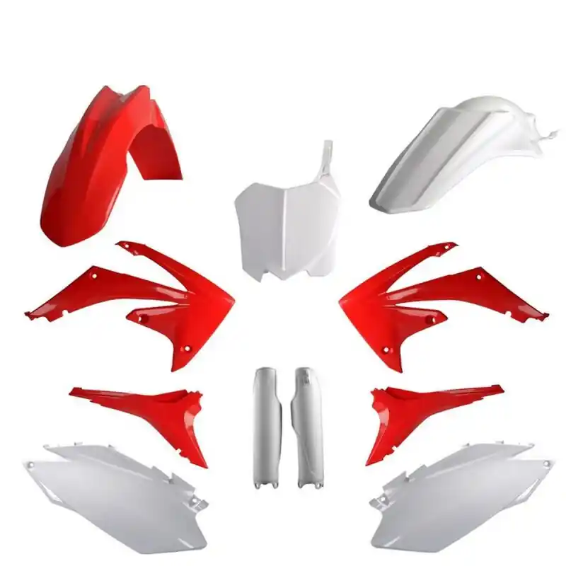 Dostępne od ręki POLISPORT KOMPLET PLASTIKÓW (FULL KIT) HONDA CRF 250R ‘11-‘13; CRF 450R ‘11-‘12 W ZESTAWIE TABLICA PRZEDNIA (8656700001) I OSŁONY AMORTYZARORÓW (8351700001) KOLOR CZERWONO BIAŁY OEM