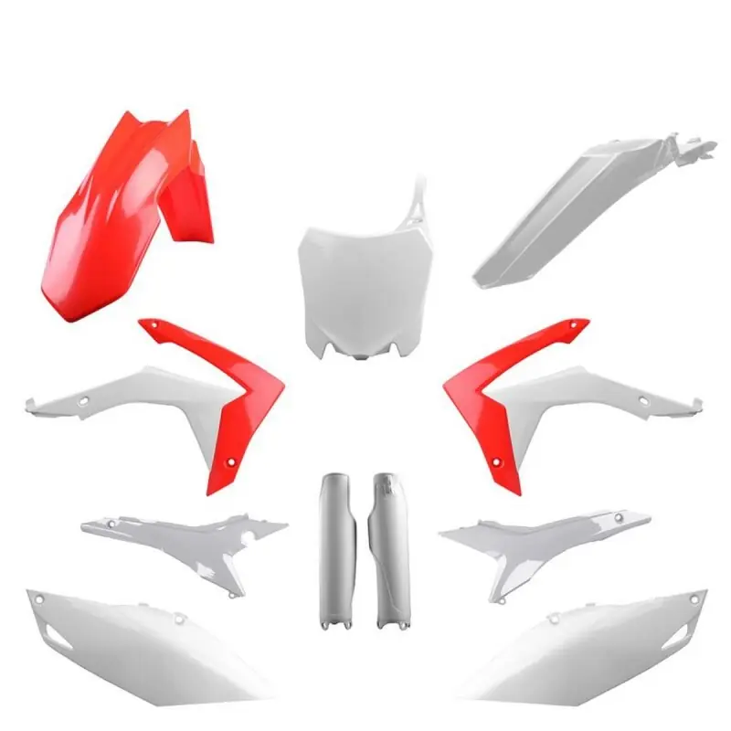 POLISPORT KOMPLET PLASTIKÓW (FULL KIT) HONDA CRF 250R ‘14-‘17; CRF 450R ‘13-‘16 W ZESTAWIE TABLICA PRZEDNIA (8659400002) I OSŁONY AMORTYZARORÓW (8351700001) KOLOR BIAŁO CZERWONY OEM Super okazja