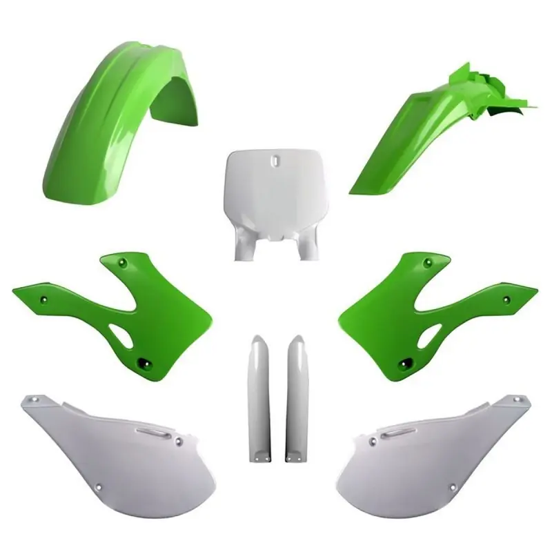 POLISPORT KOMPLET PLASTIKÓW (FULL KIT) KAWASAKI KX 125/250 ‘99-‘02 W ZESTAWIE TABLICA PRZEDNIA (8677000001) I OSŁONY AMORTYZARORÓW (8395000001) KOLOR ZIELONY OEM Sprawdź teraz