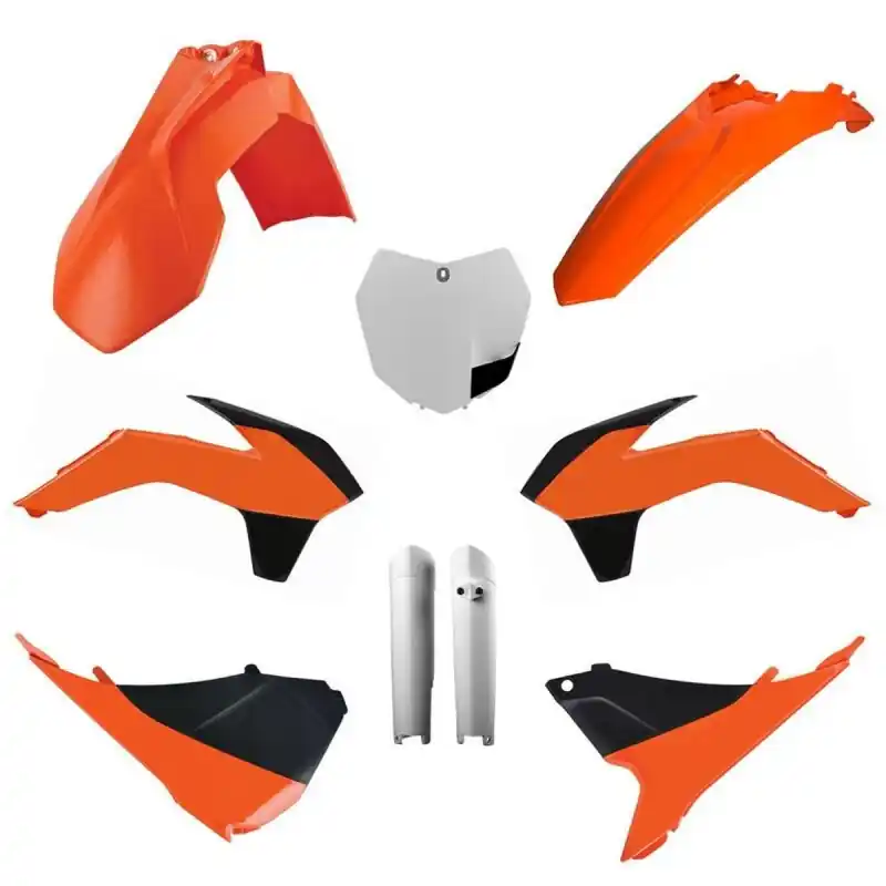 Wyjątkowa oferta POLISPORT KOMPLET PLASTIKÓW (FULL KIT) KTM SX/SX-F/XC-F ‘13-‘14 W ZESTAWIE TABLICA PRZEDNIA (8659100002) I OSŁONY AMORTYZATORÓW (8398500002) KOLOR POMARAŃCZOWY