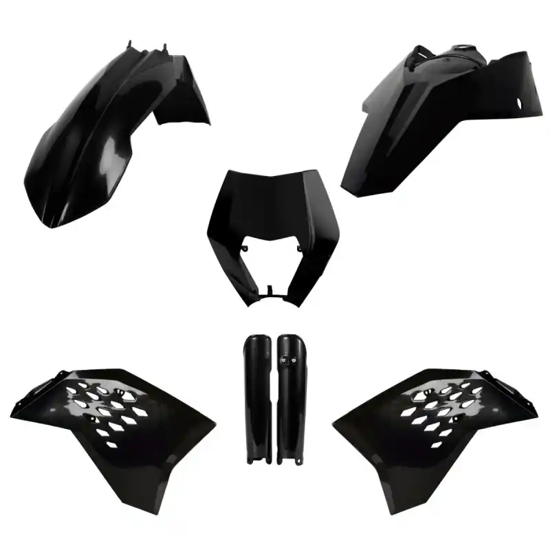 Hit cenowy POLISPORT KOMPLET PLASTIKÓW (FULL KIT) KTM EXC/EXC-F ‘08-‘11 W ZESTAWIE TABLICA PRZEDNIA (8666700003) I OSŁONY AMORTYZATORÓW (8398500003) KOLOR CZARNY