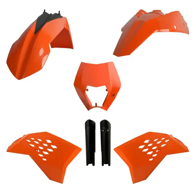 Zniżka POLISPORT KOMPLET PLASTIKÓW (FULL KIT) KTM EXC/EXC-F ‘08-‘11 W ZESTAWIE TABLICA PRZEDNIA (8666700001) I OSŁONY AMORTYZARORÓW (8398500003) KOLOR POMARAŃCZOWY OEM