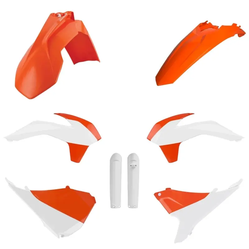 Ograniczona ilość POLISPORT KOMPLET PLASTIKÓW (FULL KIT) KTM EXC/EXC-F ‘16 W ZESTAWIE OSŁONY AMORTYZATORÓW (8398600002) KOLOR POMARAŃCZOWY CZARNO BIAŁY OEM