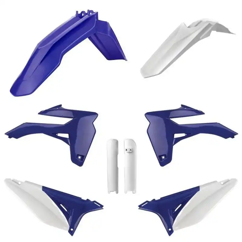 Do wyczerpania zapasów POLISPORT KOMPLET PLASTIKÓW (FULL KIT) SHERCO SE-R/SEF-R ‘16 W ZESTAWIE OSŁONY AMORTYZATORÓW (8399000005) KOLOR NIEBIESKI BIAŁY OEM