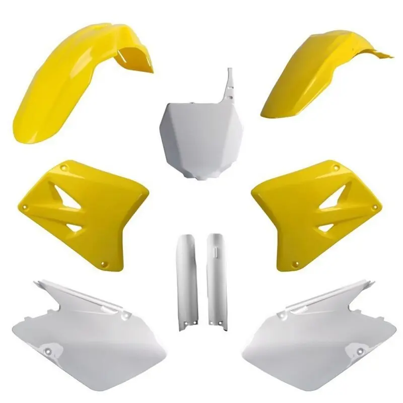 Dostępne od ręki POLISPORT KOMPLET PLASTIKÓW (FULL KIT) SUZUKI RM 125/250 ‘07-‘08 W ZESTAWIE TABLICA PRZEDNIA (8660400001) I OSŁONY AMORTYZARORÓW (8398300001) KOLOR ŻÓŁTY BIAŁY
