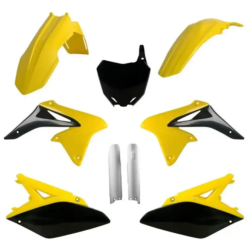 Oferta POLISPORT KOMPLET PLASTIKÓW (FULL KIT) SUZUKI RMZ 250 ‘10-‘18 W ZESTAWIE TABLICA PRZEDNIA (8660400002) I OSŁONY AMORTYZARORÓW (8398300001) KOLOR ŻÓŁTY BIAŁY CZARNY