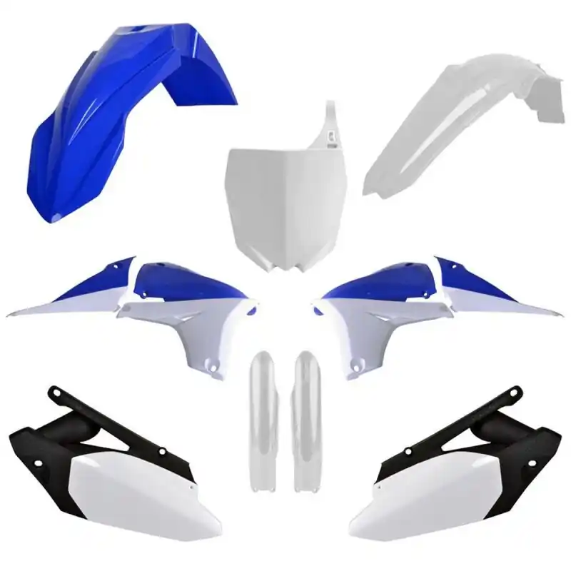 Obniżka ceny POLISPORT WYPRZEDAŻ KOMPLET PLASTIKÓW (FULL KIT) YAMAHA YZ 450F ‘10-13 W ZESTAWIE TABLICA PRZEDNIA (8678400001) I OSŁONY AMORTYZARORÓW (8352000001) KOLOR NIEBIESKO BIAŁY OEM